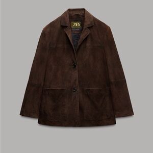 ZARA 100% SUEDE LEATHER BLAZER ZW COLLECTION